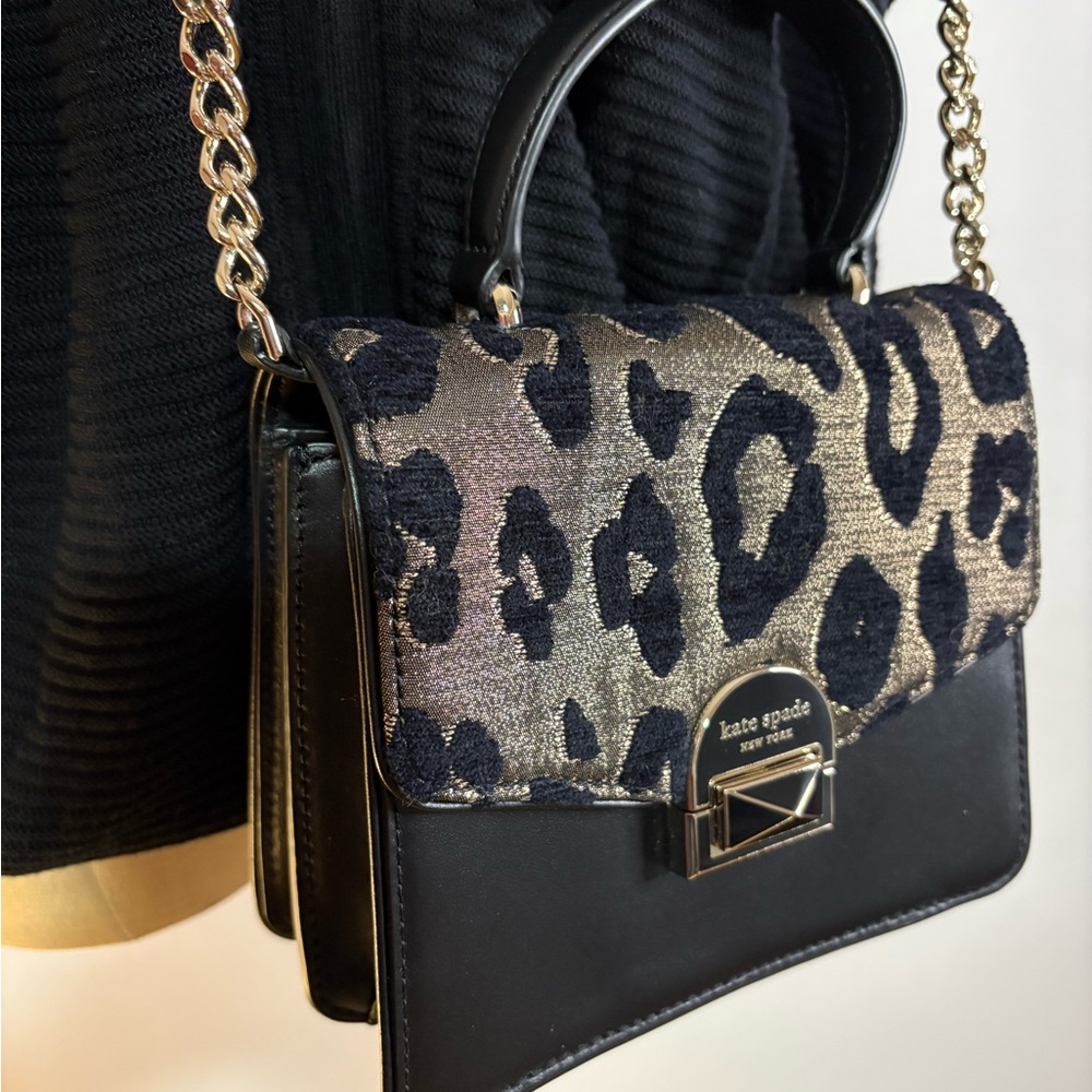 Kate Spade Black and Leopard Crossbody Bag Purse - Picture 5 of 16
